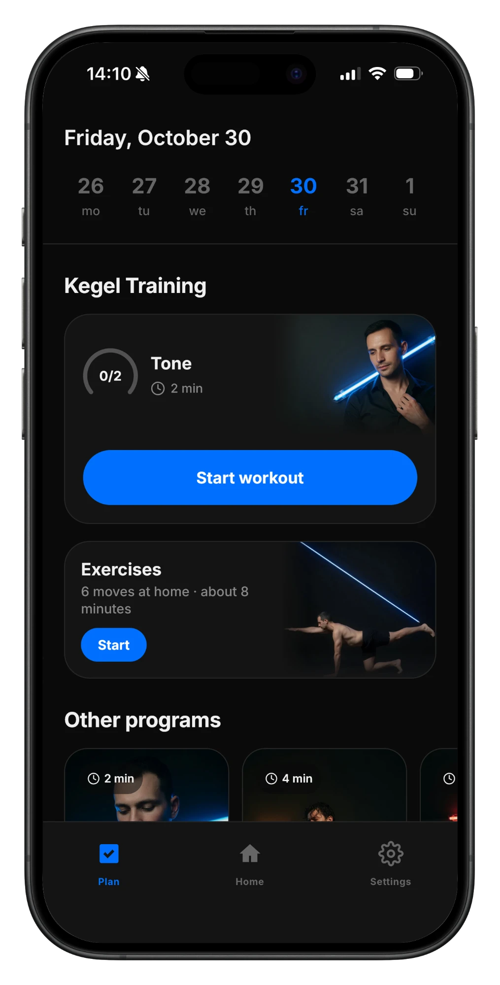 Comeback app: today's Kegel training plan with a guided workout and home exercises